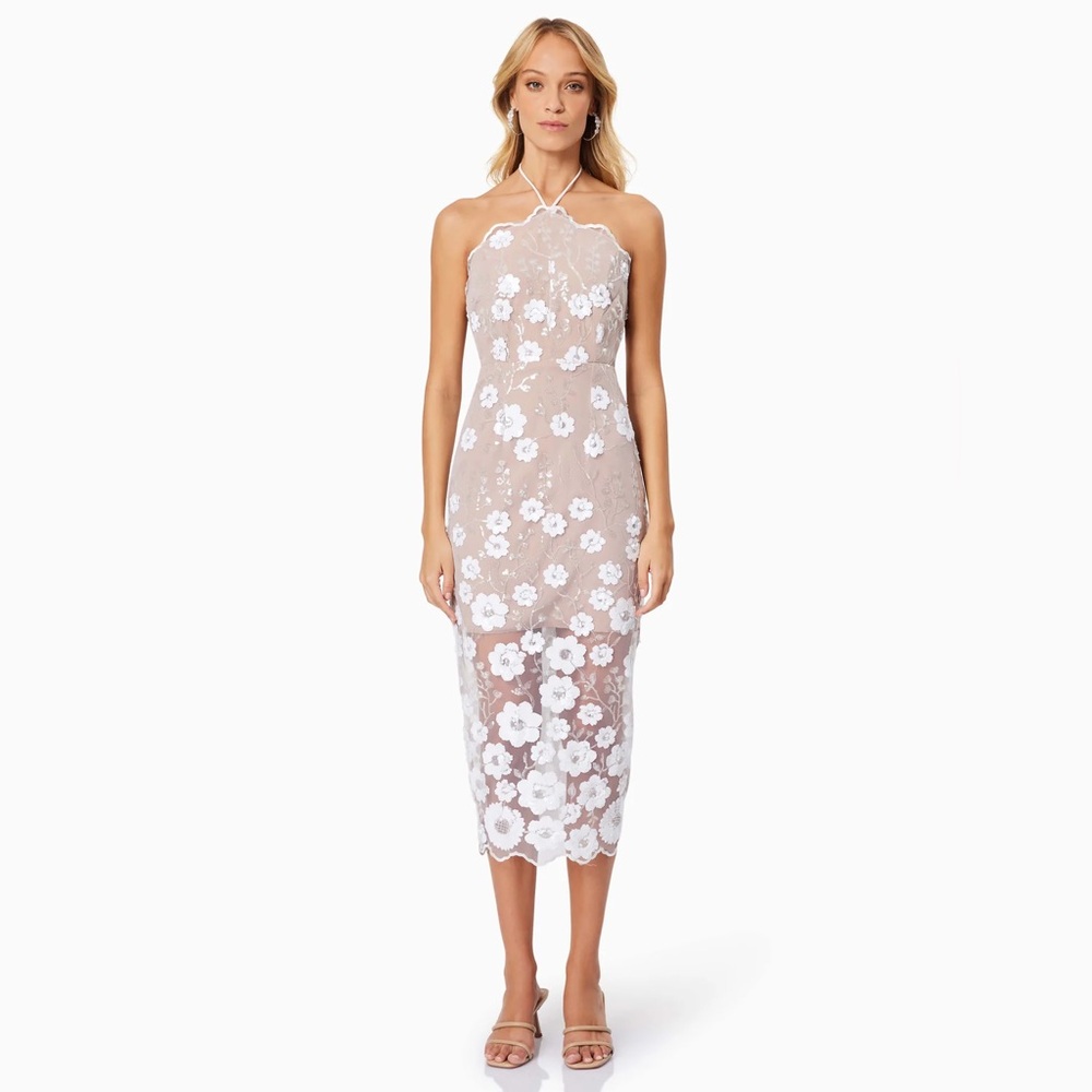 Elliatt Elodie Midi Cocktail Dress in White, NWT, Small
